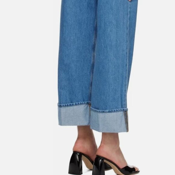 Frame Rolled High Rise Wide Leg Meadow Wash Jeans Denim 23 $298 NWT - Picture 5 of 6